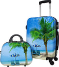 Palm Tree Hardside 2-Piece Carry-On Spinner Luggage Set, One_Size