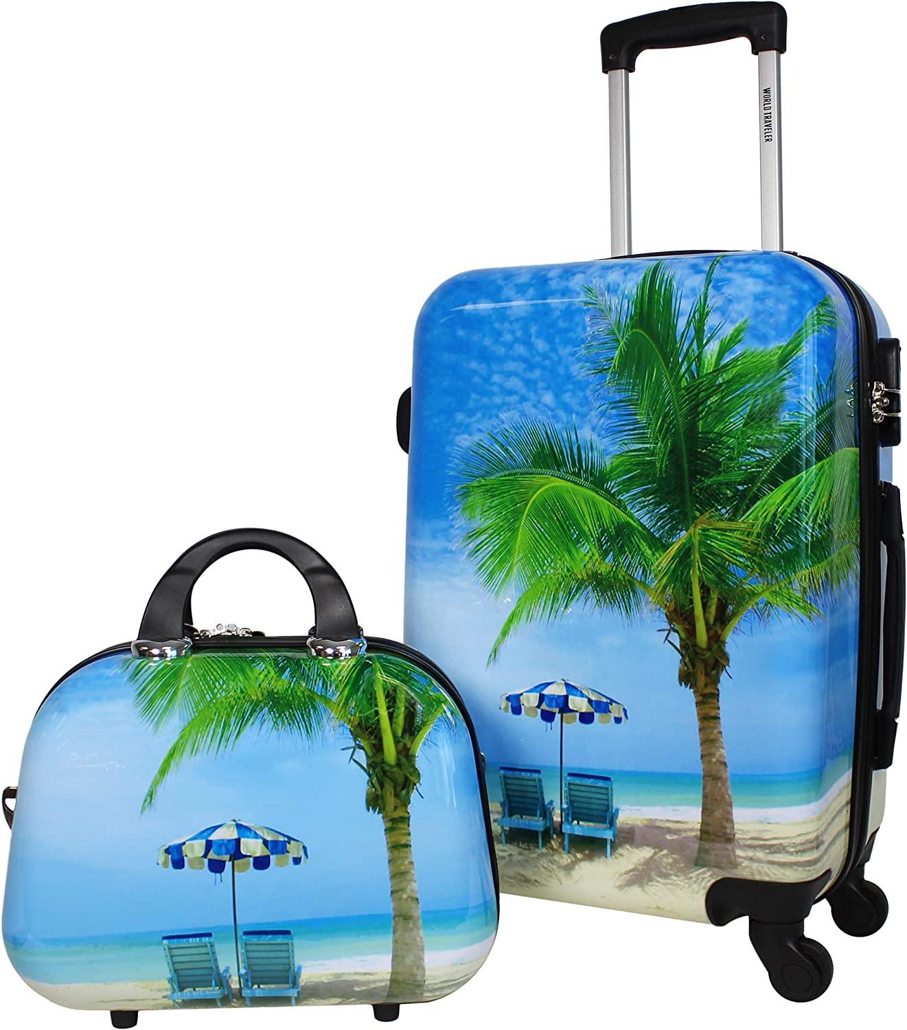 Palm Tree Hardside 2-Piece Carry-On Spinner Luggage Set, One_Size