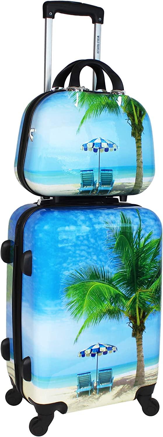 Palm Tree Hardside 2-Piece Carry-On Spinner Luggage Set, One_Size