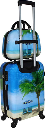 Palm Tree Hardside 2-Piece Carry-On Spinner Luggage Set, One_Size