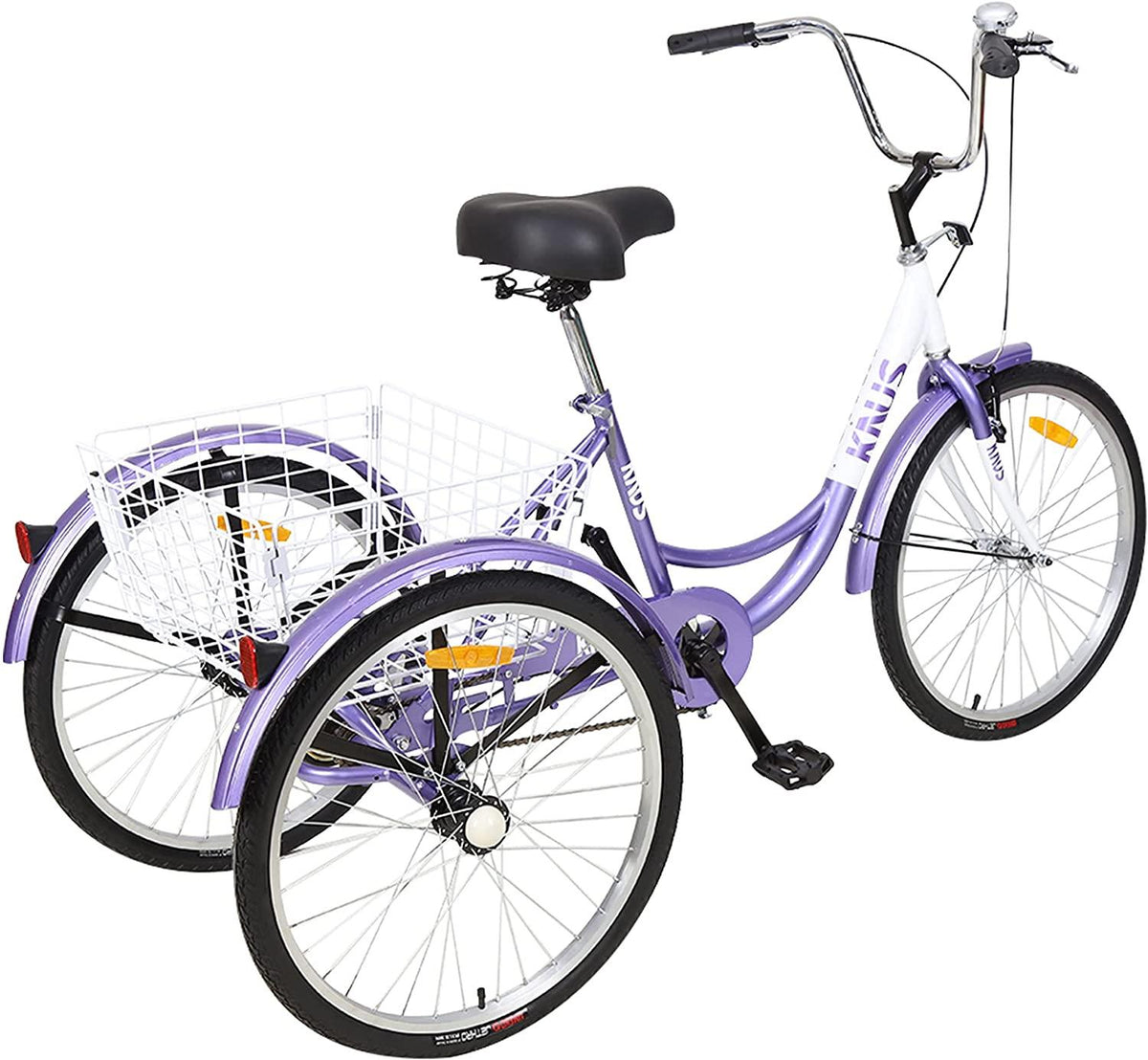 MEGHNA KNUS Unisex Adult Single Speed Tricycle 26 inch High Three Wheel Cruiser Bike 26-Inch Trike Wheels LarBasket for Women Men Seniors