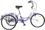 MEGHNA KNUS Unisex Adult Single Speed Tricycle 26 inch High Three Wheel Cruiser Bike 26-Inch Trike Wheels LarBasket for Women Men Seniors