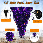 Gymax 6FT Pre-lit Upside Down Black Halloween Tree Artificial Christmas Tree