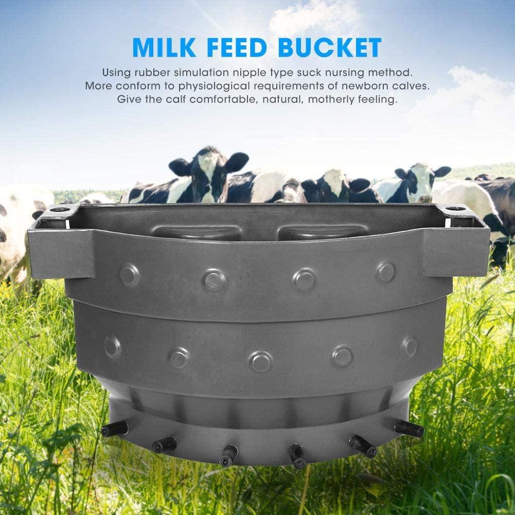topincn calf feeder bucket plastic 38l large capacity calf milk feed bucket calf nursing bucket with 6 nipples for cattle sheep livestock
