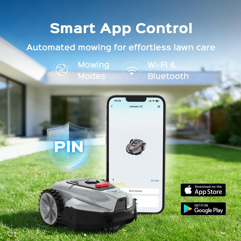 2026  V3 Robotic Lawn Mower, AI Vision Recognition Robot Lawn Mower with APP Control, Low-Noise Operation, Adjustable Cutting Height, No-Go Zones, for Small Lawns Up to 1600 Sq.Ft.