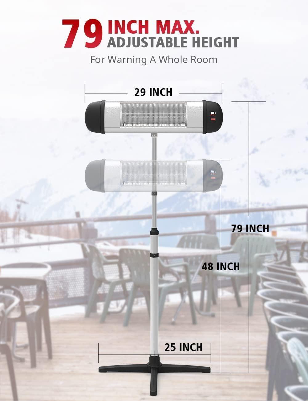 Patio Heater - Electric Infrared Heater, Outdoor Space Heater, Standing/Wall Heater for Outdoor/Indoor