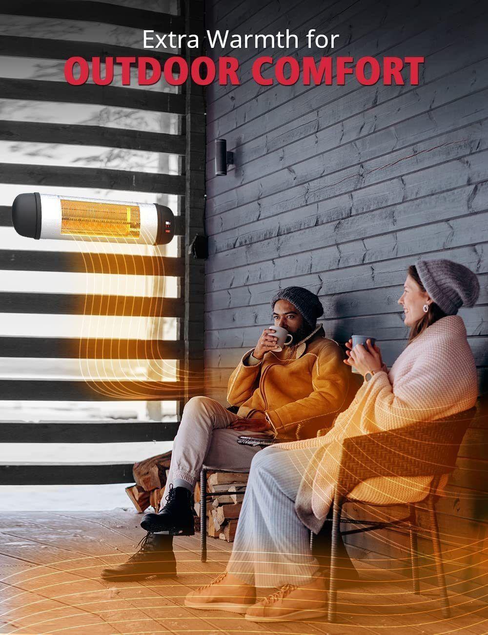 Patio Heater - Electric Infrared Heater, Outdoor Space Heater, Standing/Wall Heater for Outdoor/Indoor