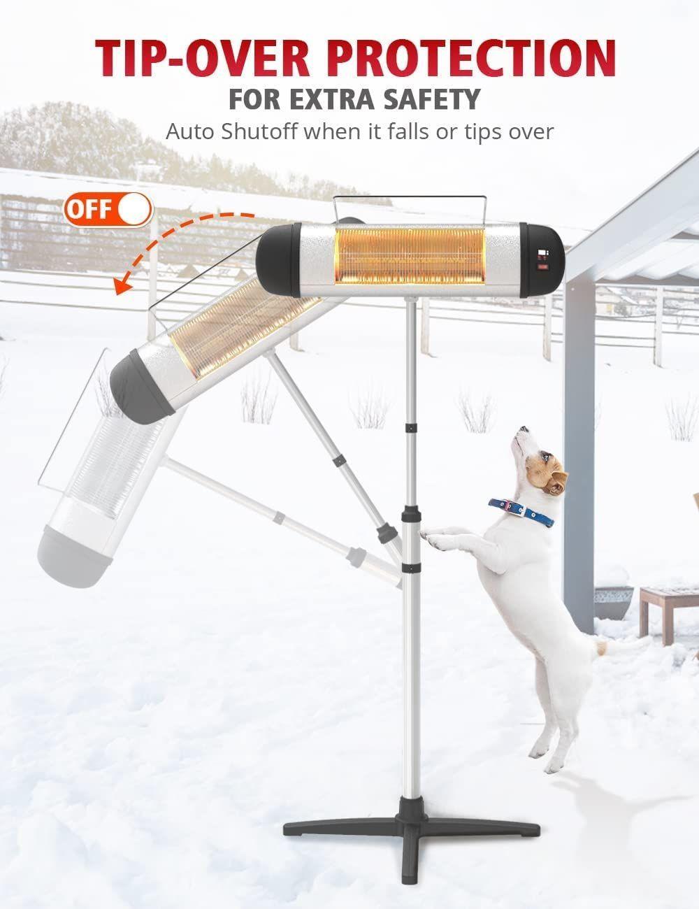 Patio Heater - Electric Infrared Heater, Outdoor Space Heater, Standing/Wall Heater for Outdoor/Indoor