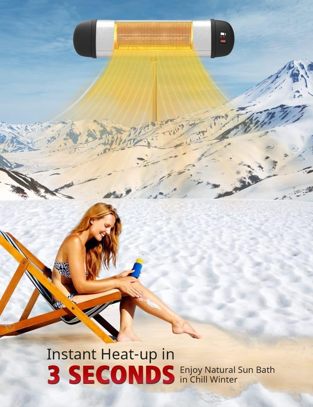 Patio Heater - Electric Infrared Heater, Outdoor Space Heater, Standing/Wall Heater for Outdoor/Indoor
