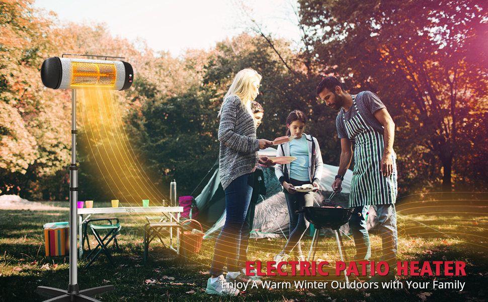 Patio Heater - Electric Infrared Heater, Outdoor Space Heater, Standing/Wall Heater for Outdoor/Indoor