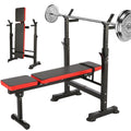 Folding Weight Bench with Barbell Rack Lifting Press Gym Adjustable Incline Multifunctional Workout Station