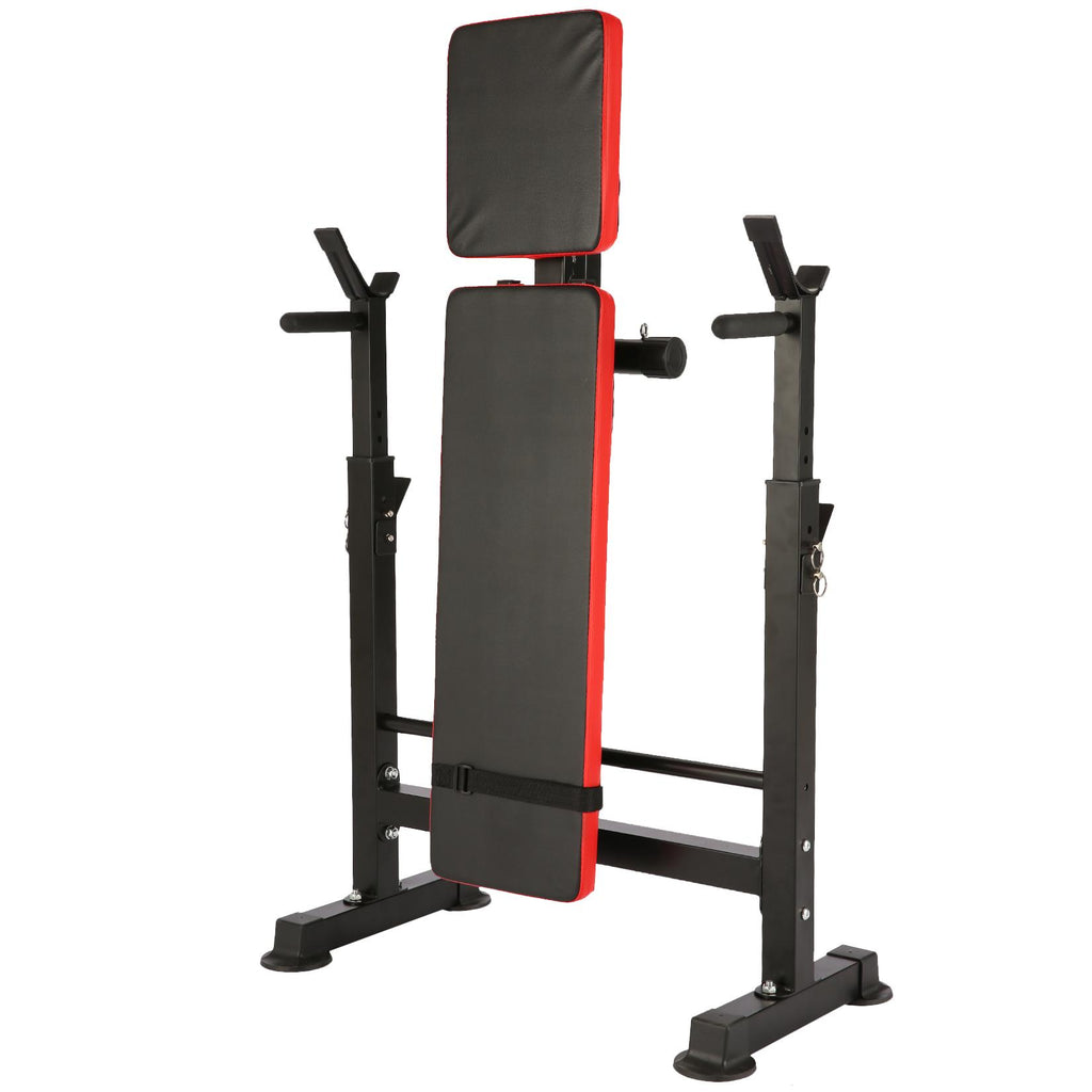 Folding Weight Bench with Barbell Rack Lifting Press Gym Adjustable Incline Multifunctional Workout Station