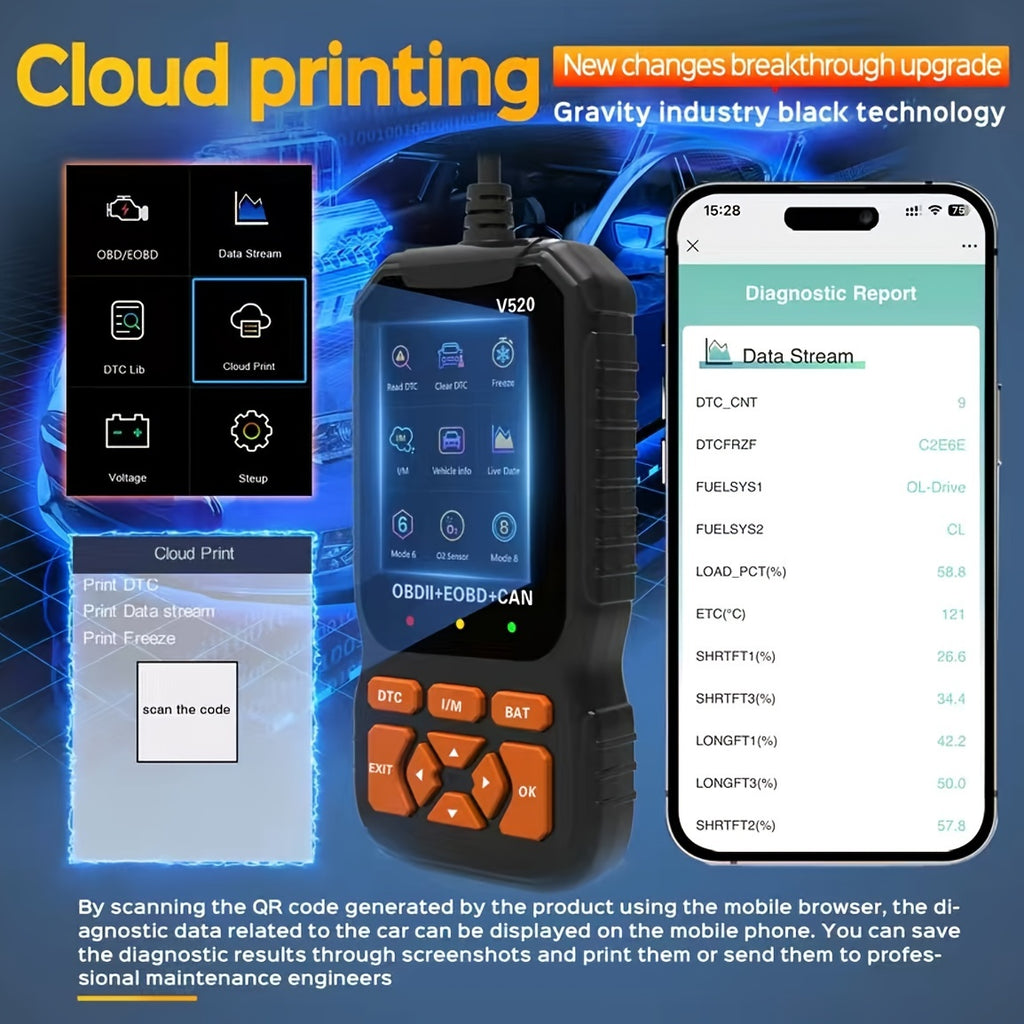 OBD2 Car Scanner Diagnostic Scan Tool, Professional Mechanic Vehicle Fault Code Reader,Auto Read Fault Code Check Engine Light For OBDII Protocol Cars