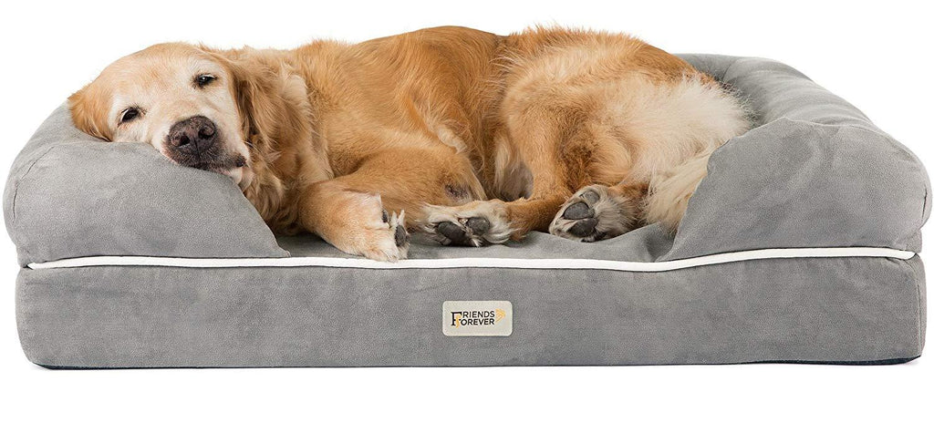 Friends Forever Orthopedic Dog Bed LounSofa Removable Cover Suede 2.5"-5" Mattress Memory-Foam Premium PrestiEdition