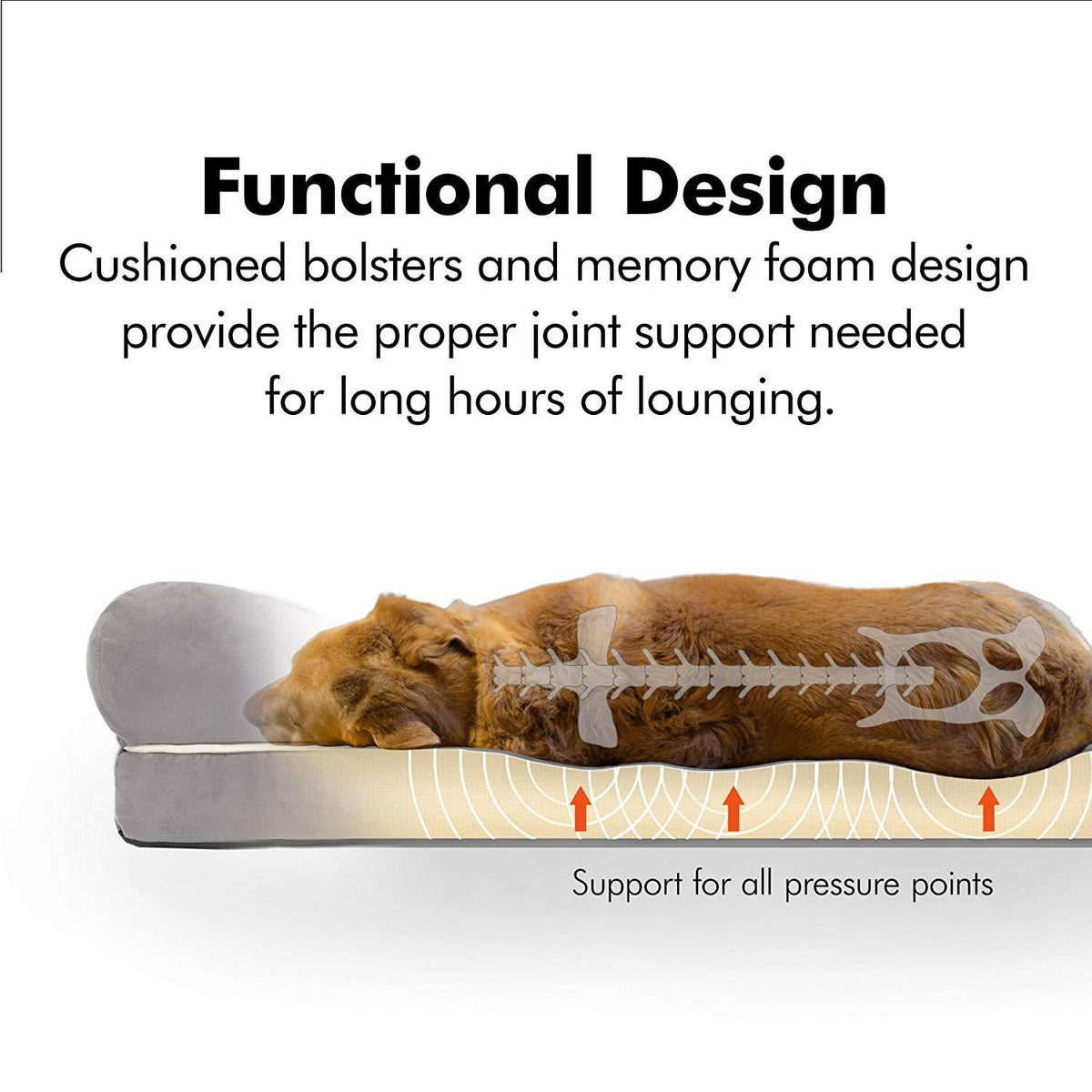 Friends Forever Orthopedic Dog Bed LounSofa Removable Cover Suede 2.5"-5" Mattress Memory-Foam Premium PrestiEdition