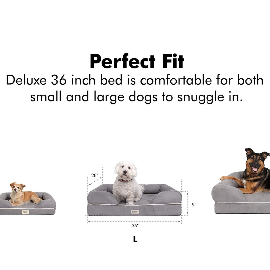 Friends Forever Orthopedic Dog Bed LounSofa Removable Cover Suede 2.5"-5" Mattress Memory-Foam Premium PrestiEdition