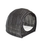 Christopher Knight Home Hayes Outdoor Wicker Igloo Pet Bed with Cushion, Black and Beige