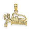 10K Yellow Gold Textured Engraved Golf Bag Charm (12.8 mm X 15.2 mm)