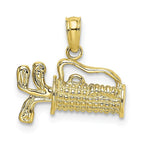 10K Yellow Gold Textured Engraved Golf Bag Charm (12.8 mm X 15.2 mm)