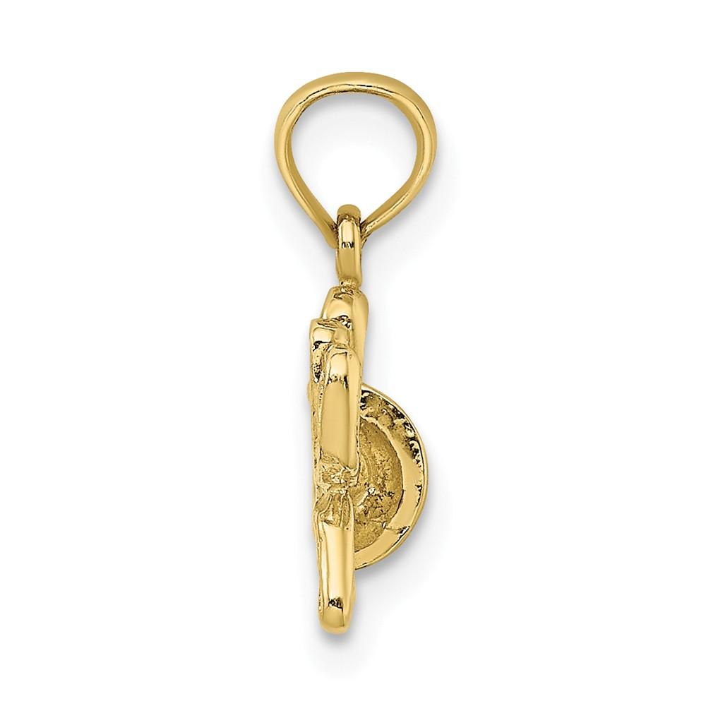 10K Yellow Gold Textured Engraved Golf Bag Charm (12.8 mm X 15.2 mm)