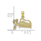 10K Yellow Gold Textured Engraved Golf Bag Charm (12.8 mm X 15.2 mm)