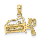 10K Yellow Gold Textured Engraved Golf Bag Charm (12.8 mm X 15.2 mm)