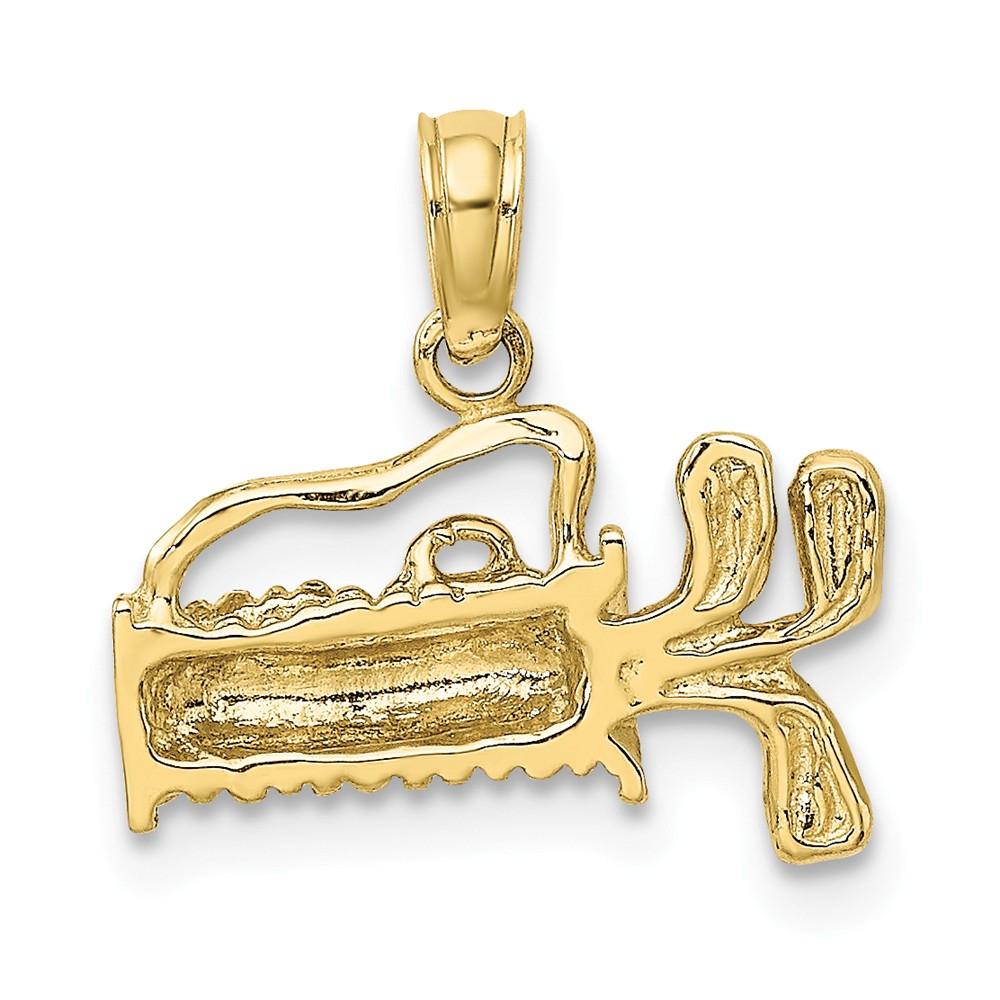 10K Yellow Gold Textured Engraved Golf Bag Charm (12.8 mm X 15.2 mm)