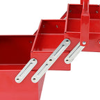Metal Tool Box, 18-inch Cantilever Folding Red StoraBox, 3-Layer 5-Tray Multi-Function Tool Organizer, Red