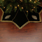 CC Christmas Decor 54" Elegant Gold Black Velveteen Jewel Christmas Tree Skirt