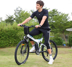 Vivi 26" Folding Electric Bike,350W Electric Mountain Bike,Adults Ebike with Removable 36V 8Ah Battery, 21 Speed Electric Bikes for Adults,Double Shock Absorption,20MPH Electric Bicycle