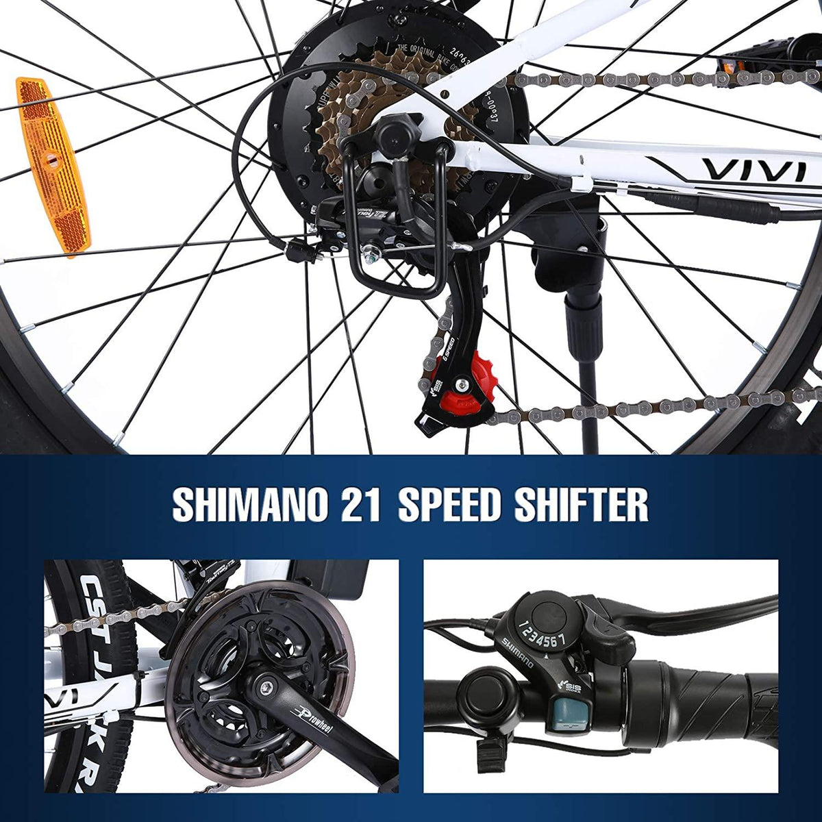 Vivi 26" Folding Electric Bike,350W Electric Mountain Bike,Adults Ebike with Removable 36V 8Ah Battery, 21 Speed Electric Bikes for Adults,Double Shock Absorption,20MPH Electric Bicycle