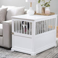 Durable Construction,Well-Ventilated with 1 Door Newport II Pet LarCrate End Table White Finish