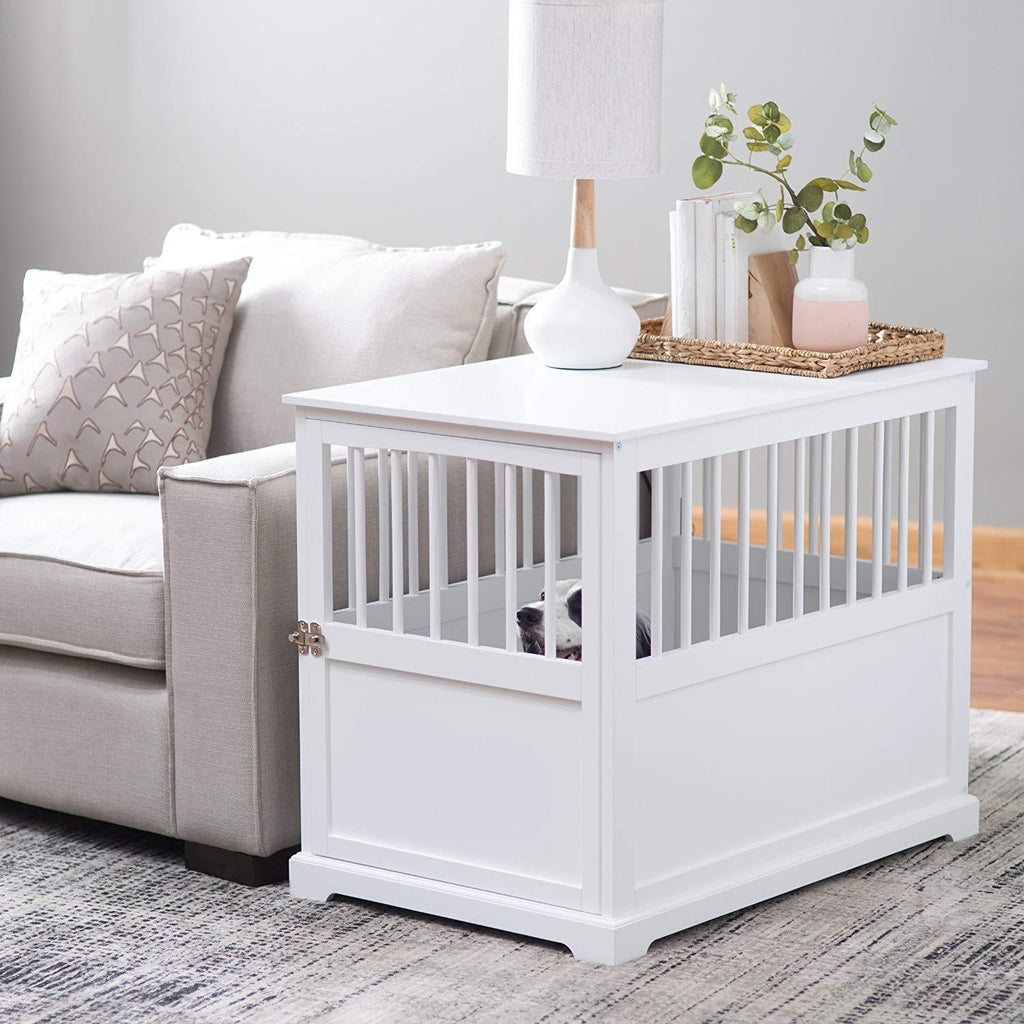 Durable Construction,Well-Ventilated with 1 Door Newport II Pet LarCrate End Table White Finish