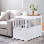 Durable Construction,Well-Ventilated with 1 Door Newport II Pet LarCrate End Table White Finish