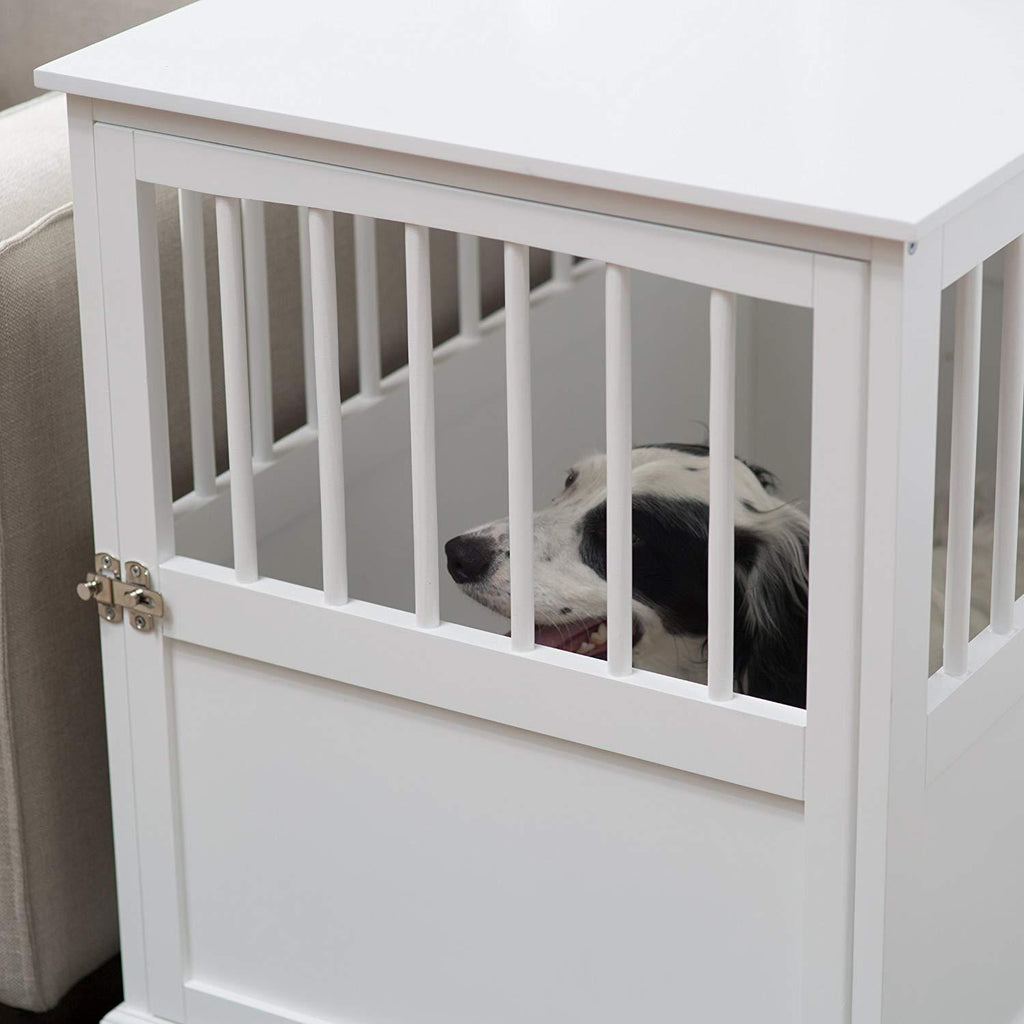 Durable Construction,Well-Ventilated with 1 Door Newport II Pet LarCrate End Table White Finish