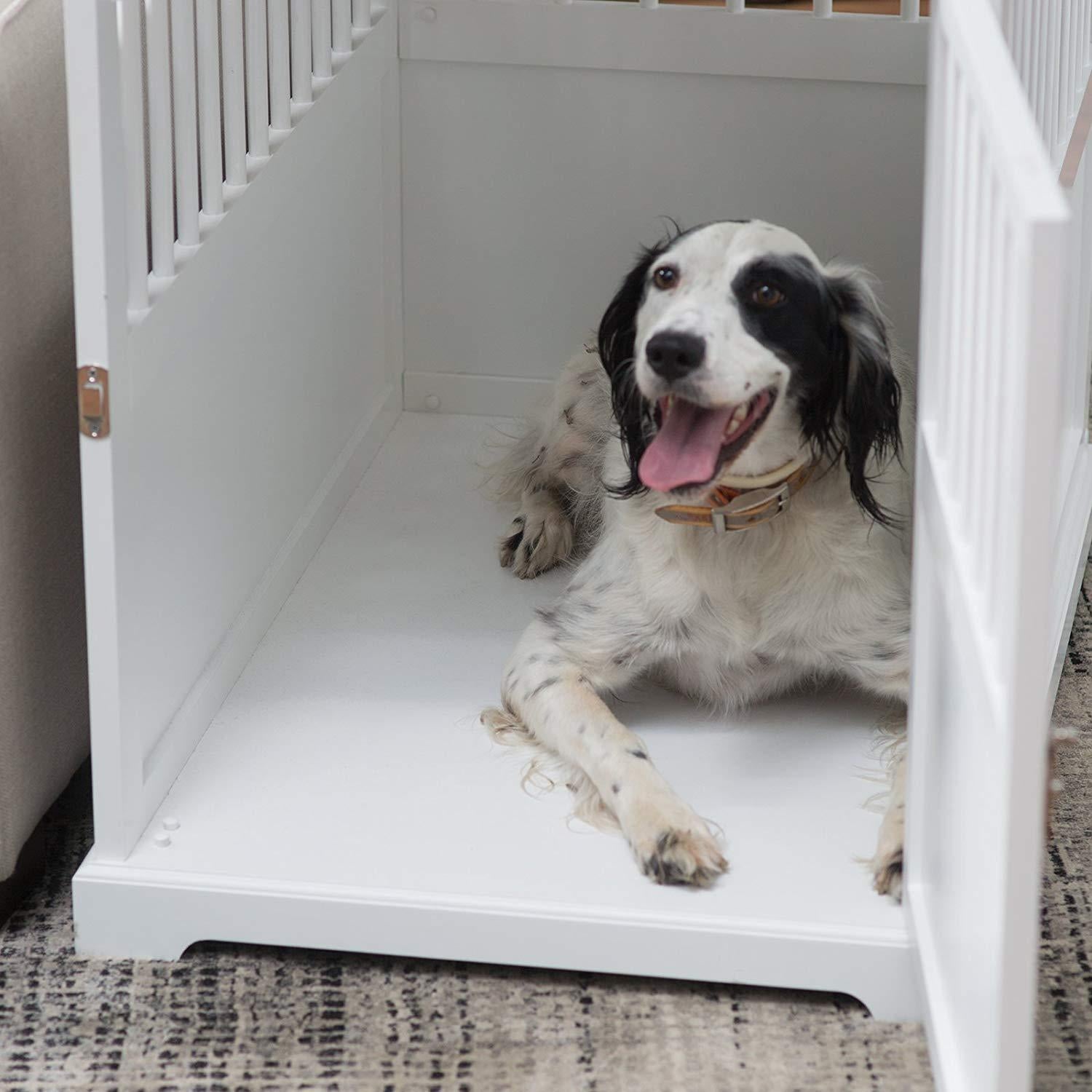 Durable Construction,Well-Ventilated with 1 Door Newport II Pet LarCrate End Table White Finish