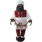 Christmas Time 58-In. African American Dancing Santa Claus with Apron and Christmas Cookie Garland | Animated Indoor Holiday Home Decor | CT-SC058-2RD2-AA