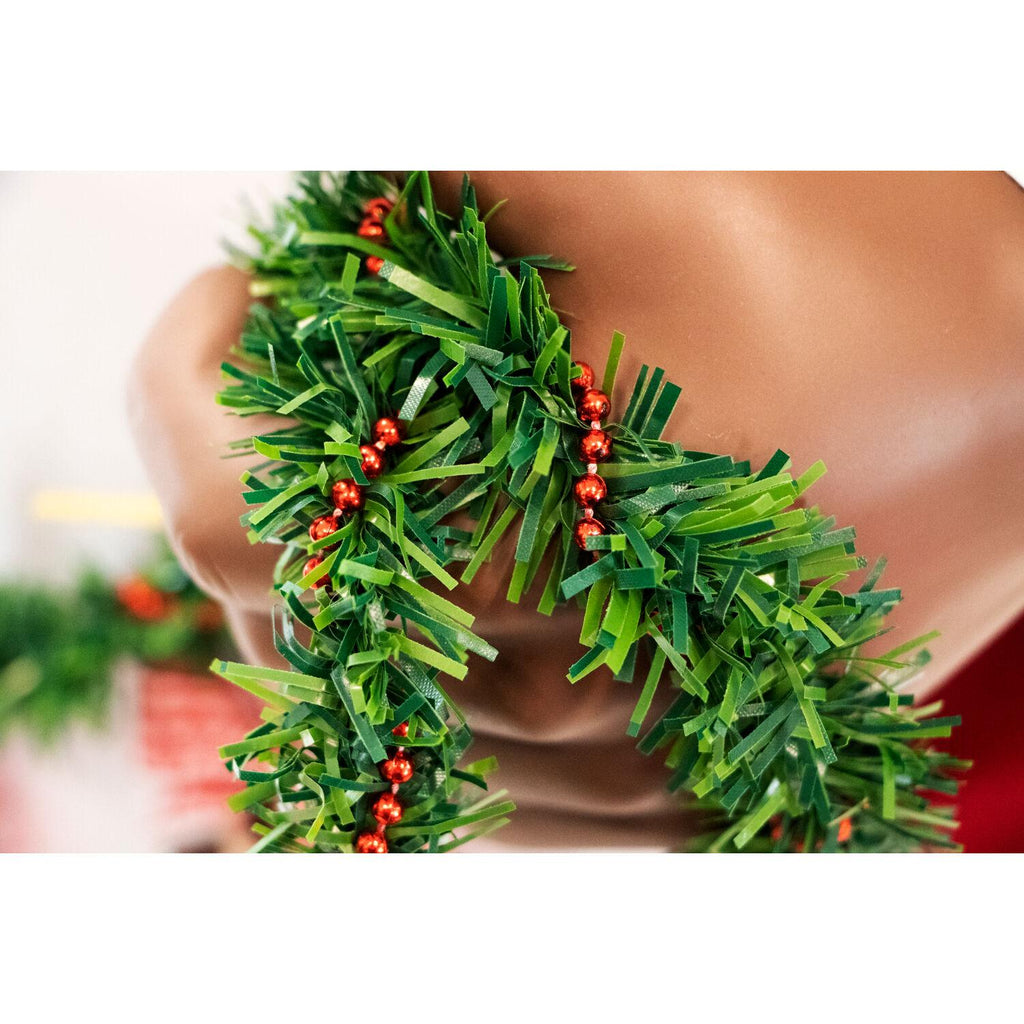 Christmas Time 58-In. African American Dancing Santa Claus with Apron and Christmas Cookie Garland | Animated Indoor Holiday Home Decor | CT-SC058-2RD2-AA