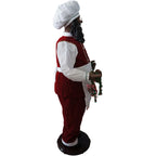 Christmas Time 58-In. African American Dancing Santa Claus with Apron and Christmas Cookie Garland | Animated Indoor Holiday Home Decor | CT-SC058-2RD2-AA