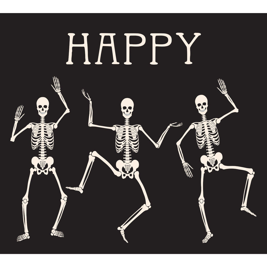 7' x 8' Black and White Skeleton Dancing Halloween Split Car Garage Door Banner