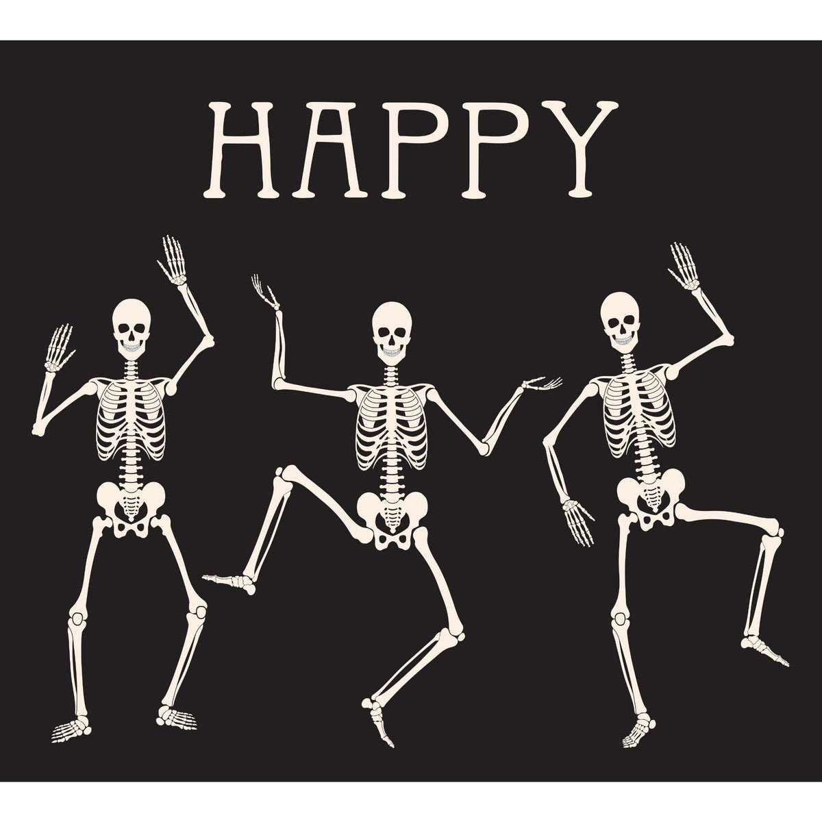 7' x 8' Black and White Skeleton Dancing Halloween Split Car Garage Door Banner