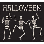 7' x 8' Black and White Skeleton Dancing Halloween Split Car Garage Door Banner
