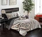 Chic Home Giles 10-Piece Reversible Paisley Comforter Set, Queen, Beige
