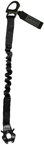 Fusion Tactical 6ft 72"x1" Internal Elastic Bungee Military Police Personal Retention Helo Lanyard with Kong Frog Snap Shackle 23kN Black