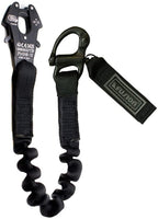 Fusion Tactical 6ft 72"x1" Internal Elastic Bungee Military Police Personal Retention Helo Lanyard with Kong Frog Snap Shackle 23kN Black