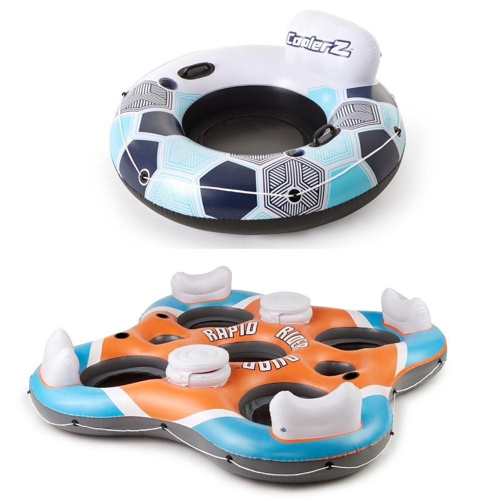 Rapid Rider Inflatable River Tube &amp; Rapid Rider 4 Person Floating Island