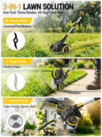 Brushless Cordless Weed Wacker, 4820 Gear Brushless Motor 20V Battery Powered Weed Eater, 3-in-1 Trimmer/Edger/Lawn Mower (5.2A Battery)