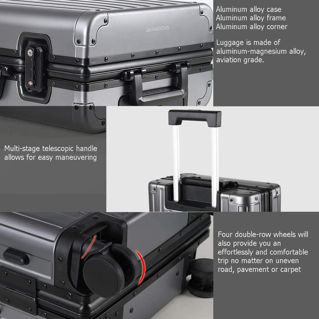 Luggage, Aluninum Hardside Suitcase With TSA Lock (Grey, 29 inch Check-In Large)