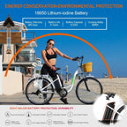 Electric Bike 26" Electric Bicycle for Adults 250W Brushless Gear Motor 6-Speed Gear E-Bike with Removable Waterproof LarCapacity 36V10A Lithium Battery and Battery Charger