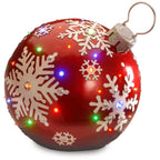 18" Red and White Snowflake Pre-Lit Ball Ornament Christmas Decoration